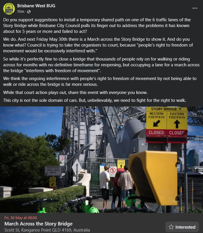 Screenshot of a Facebook post with an attached event. Full transcription in the body.